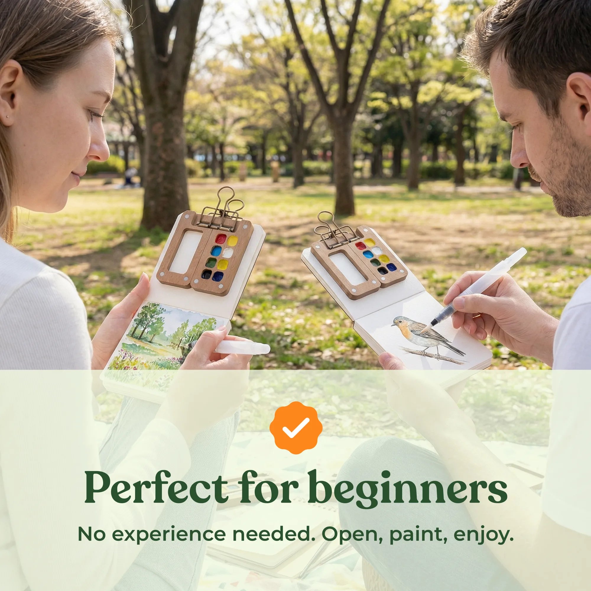 Watercolor painting kit with compact case and art materials