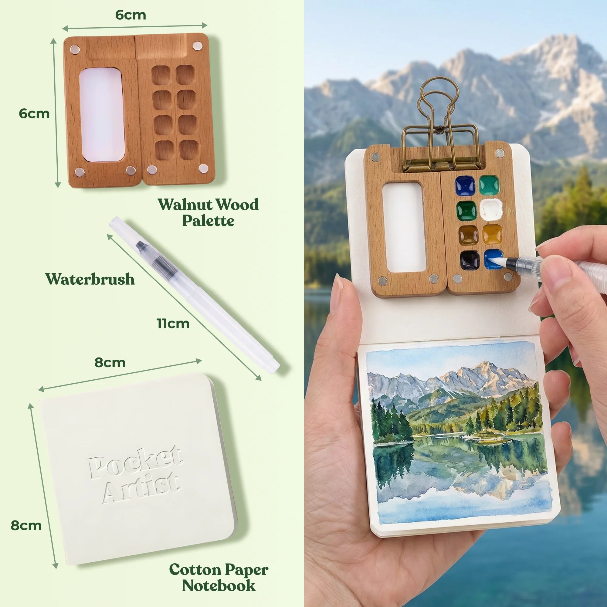 Portable watercolor kit for beginners with painting supplies included