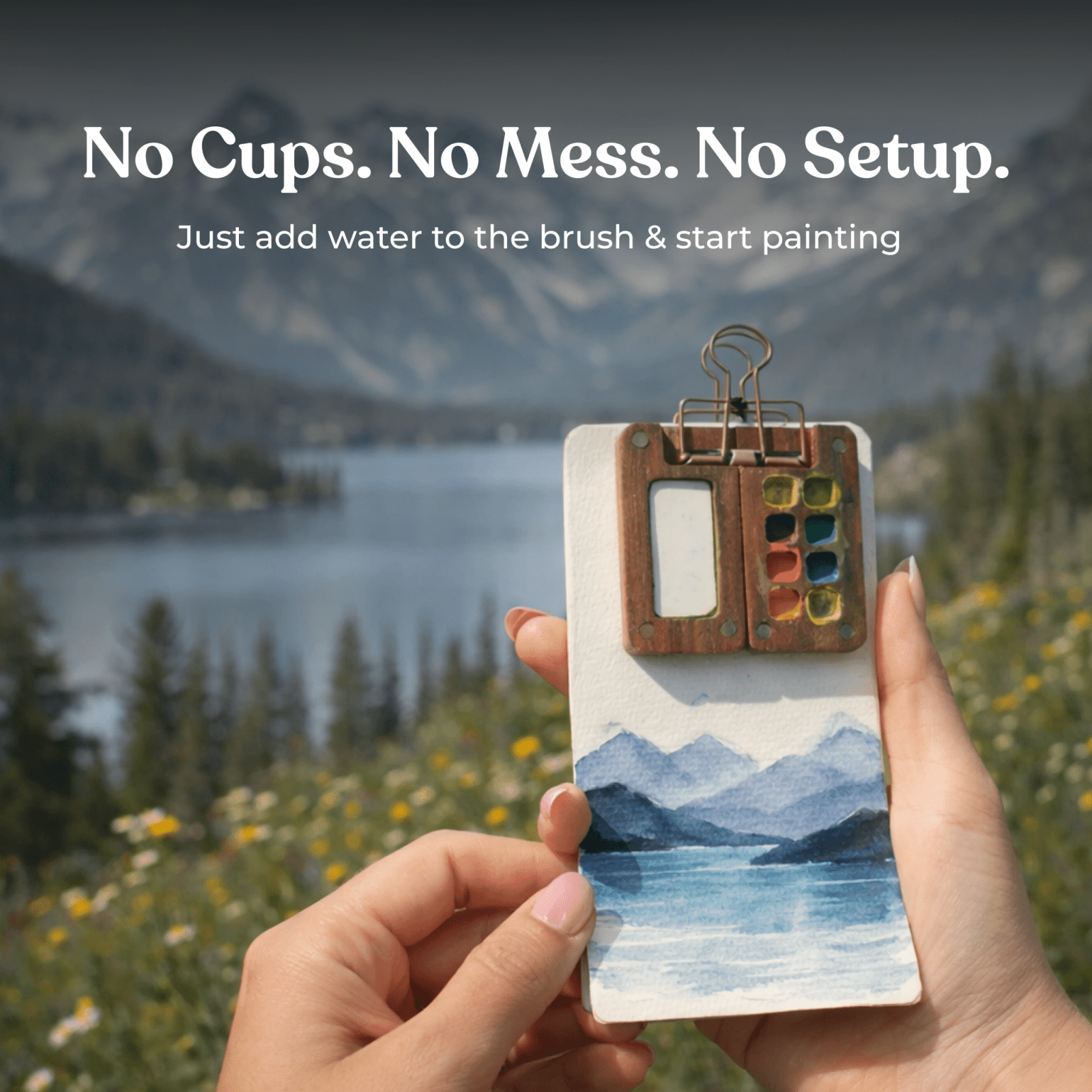 Pocket Artist watercolor kit being used for outdoor painting